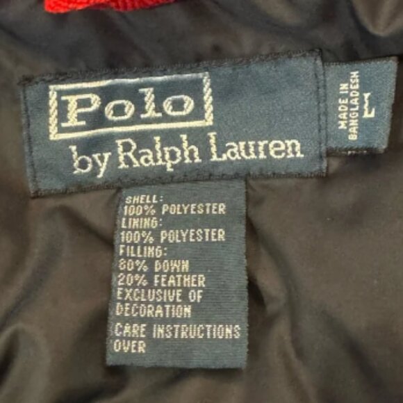 POLO By Ralph Lauren Down Puffer Jacket Men Size:L Full Zip Hooded Red Thick Y2K - Picture 10 of 11